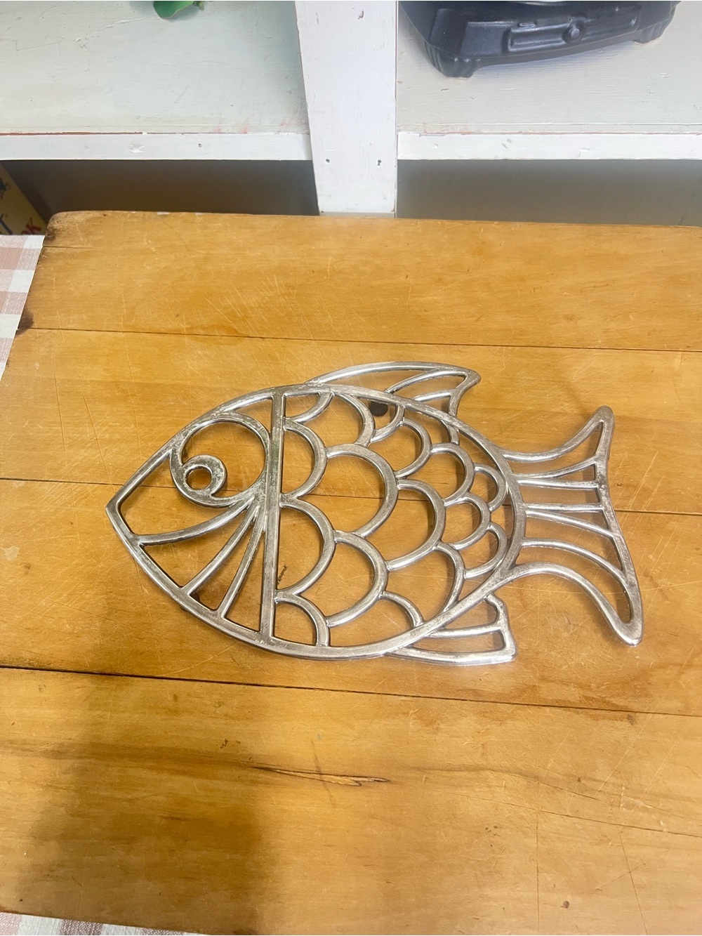 Vintage Leonard silver plate fish trivet wall decor kitchen